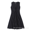 Women Casual Deep-V Collar Sleeveless Lady Dresses